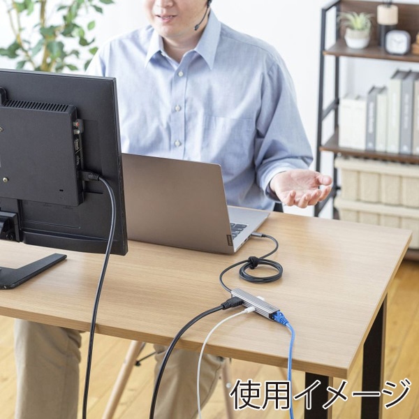 サンワサプライ USB Type-C マルチ変換アダプタ HDMIポート+LANポート付き USB-3TCHLP7S-1 1個（ご注文単位1個）【直送品】