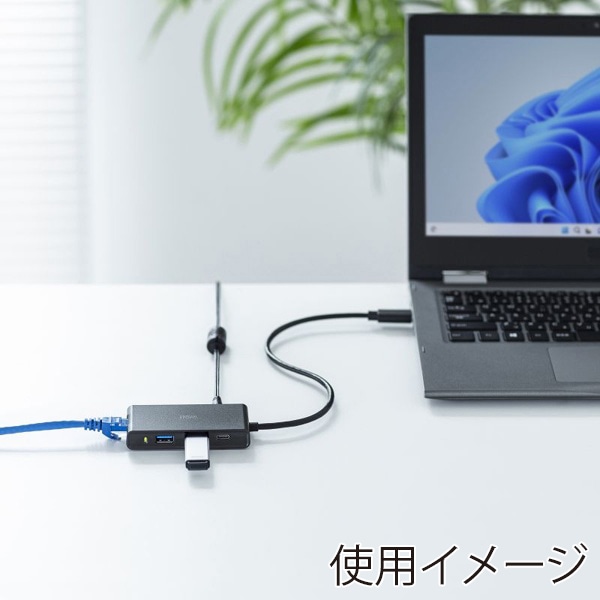 サンワサプライ 2.5ギガビットLANアダプタ USBハブ付き USB-3HLS8BK 1個(ご注文単位1個)【直送品】