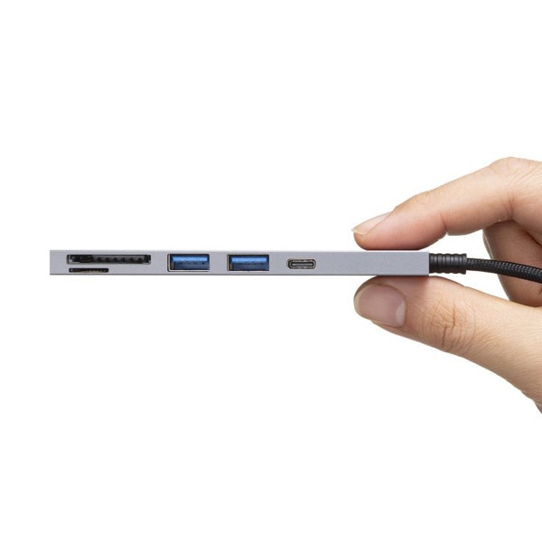 サンワサプライ USB 5Gbps スリムハブ 3ポート カードリーダー付き Type-C接続 USB-3TCHC21MS 1個(ご注文単位1個)【直送品】