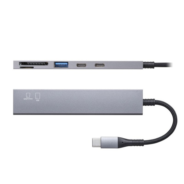 サンワサプライ USB 5Gbps スリムハブ 3ポート カードリーダー付き Type-C接続 USB-3TCHC22MS 1個（ご注文単位1個）【直送品】