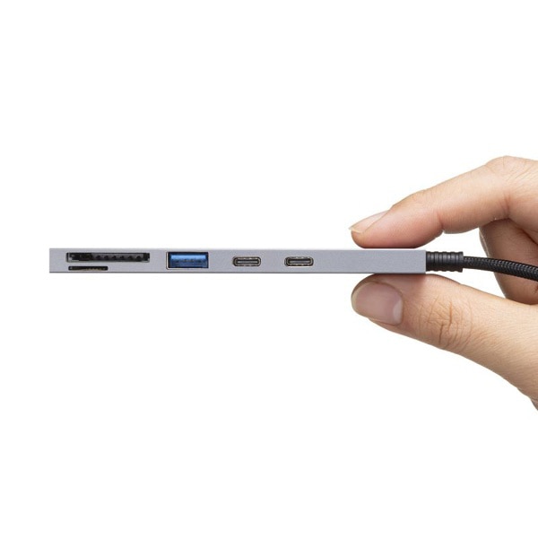 サンワサプライ USB 5Gbps スリムハブ 3ポート カードリーダー付き Type-C接続 USB-3TCHC22MS 1個（ご注文単位1個）【直送品】