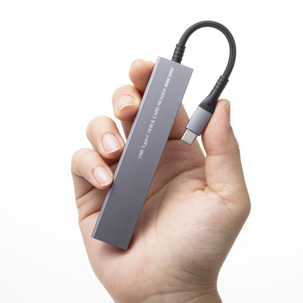 サンワサプライ USB 5Gbps スリムハブ 3ポート カードリーダー付き Type-C接続 USB-3TCHC22MS 1個（ご注文単位1個）【直送品】