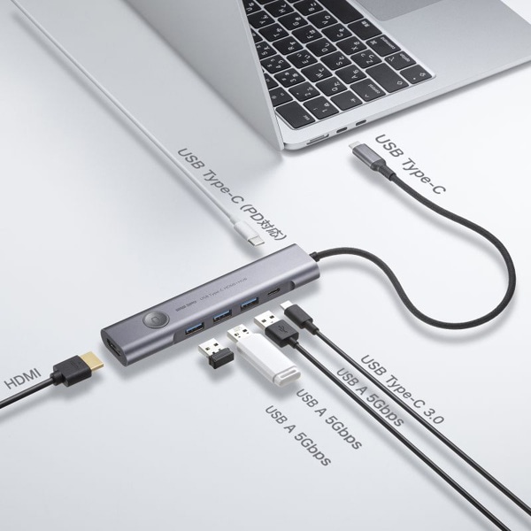 サンワサプライ USB Type-C ハブ HDMIポート付き USB-5TCHP18GM 1個(ご注文単位1個)【直送品】