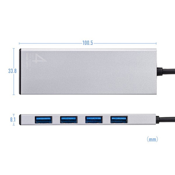 サンワサプライ USB Type-Cハブ USB10Gbps対応 USB-A×4ポート USB-10TC13SV 1個（ご注文単位1個）【直送品】