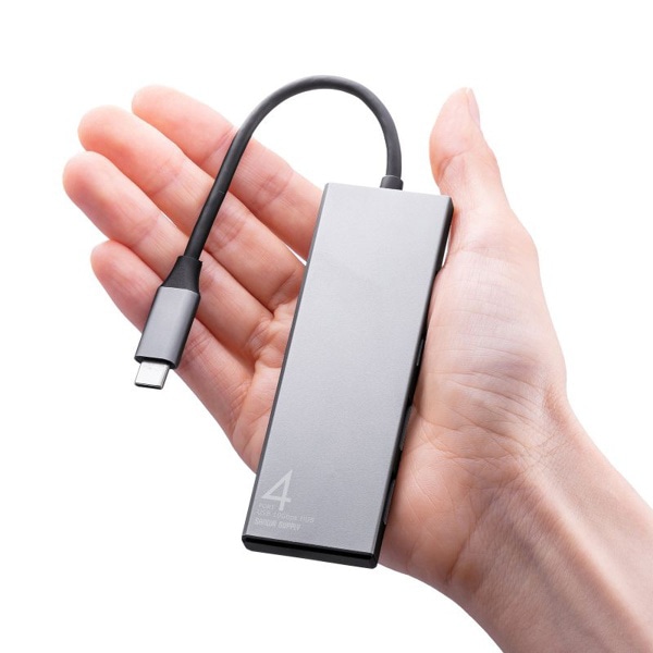 サンワサプライ USB Type-Cハブ USB10Gbps対応 USB-A×2／Type-C×2ポート USB-10TC14SV 1個（ご注文単位1個）【直送品】