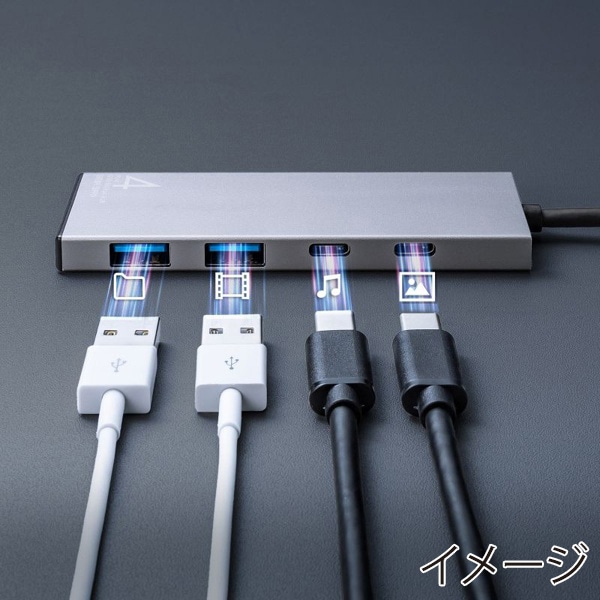 サンワサプライ USB Type-Cハブ USB10Gbps対応 USB-A×2／Type-C×2ポート USB-10TC14SV 1個（ご注文単位1個）【直送品】