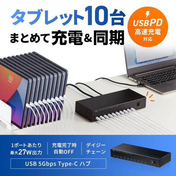 サンワサプライ USB5GbpsType-C ハブ 10ポート USB-5TCPS10 1個（ご注文単位1個）【直送品】