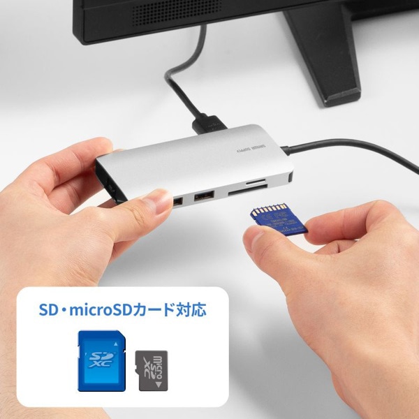 サンワサプライ USB Type-C ドッキングステーション カードリーダー付き USB-DKM11S 1個（ご注文単位1個）【直送品】