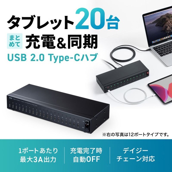 サンワサプライ USB2.0／Type-Cハブ 20ポート USB-2THCS20N 1個（ご注文単位1個）【直送品】