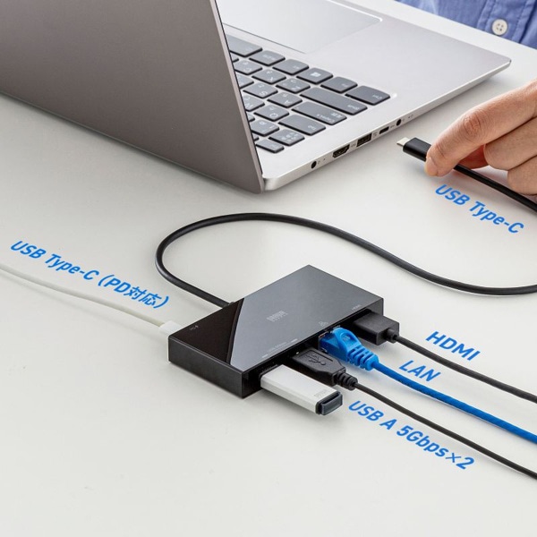 サンワサプライ USB Type-C ドッキングステーション USB-A×2ポート付き USB-DKM10BK 1個（ご注文単位1個）【直送品】