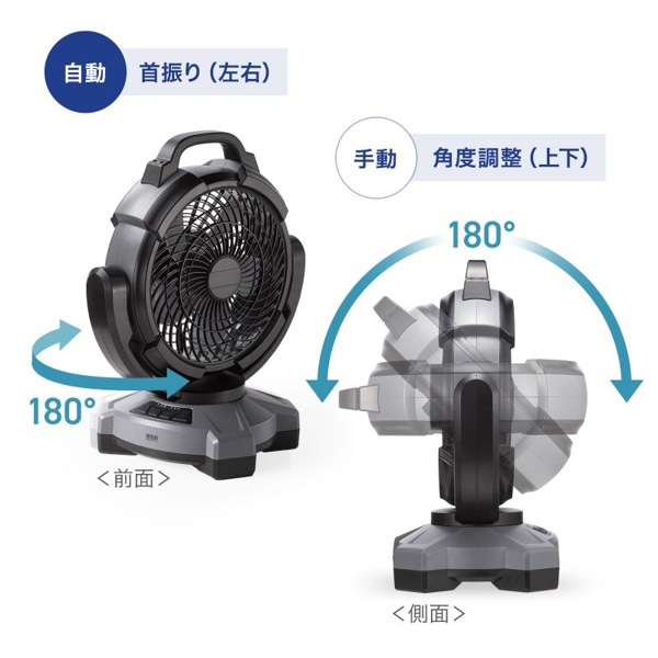 サンワサプライ 大型作業用ファン 充電式・自動首振り機能付き FAN-W1BK 1個（ご注文単位1個）【直送品】