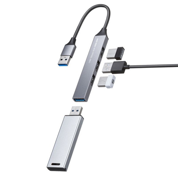 サンワサプライ USB5Gbps コンボ超スリムハブ 4ポート USB-5H24GM 1個（ご注文単位1個）【直送品】