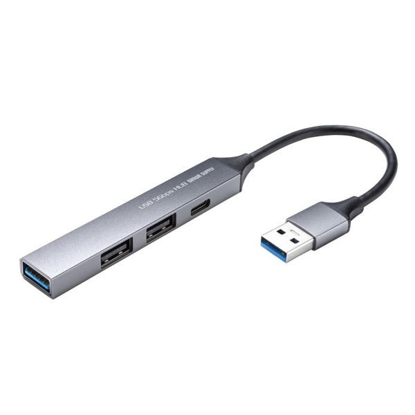 サンワサプライ USB5Gbps コンボ超スリムハブ 4ポート USB-5H25GM 1個（ご注文単位1個）【直送品】