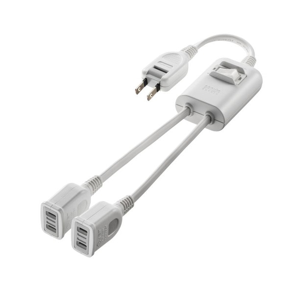 サンワサプライ 一括集中スイッチ付き電源延長コード 2分岐 2P 2個口 ホワイト TAP-EX2SWW 1個（ご注文単位1個）【直送品】