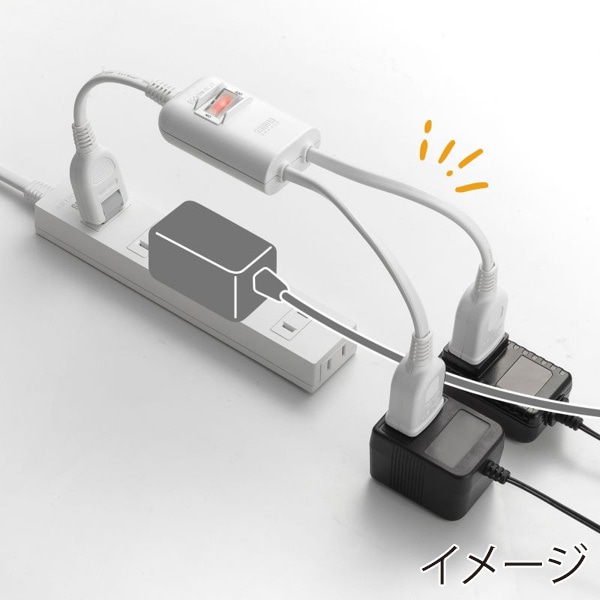 サンワサプライ 一括集中スイッチ付き電源延長コード 2分岐 2P 2個口 ホワイト TAP-EX2SWW 1個（ご注文単位1個）【直送品】