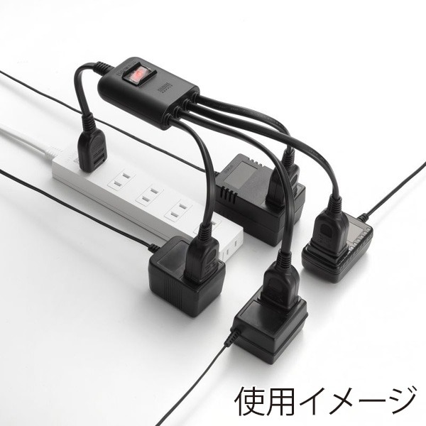 サンワサプライ 一括集中スイッチ付き電源延長コード 2P 4個口 ブラック TAP-EX4SWBK 1個（ご注文単位1個）【直送品】