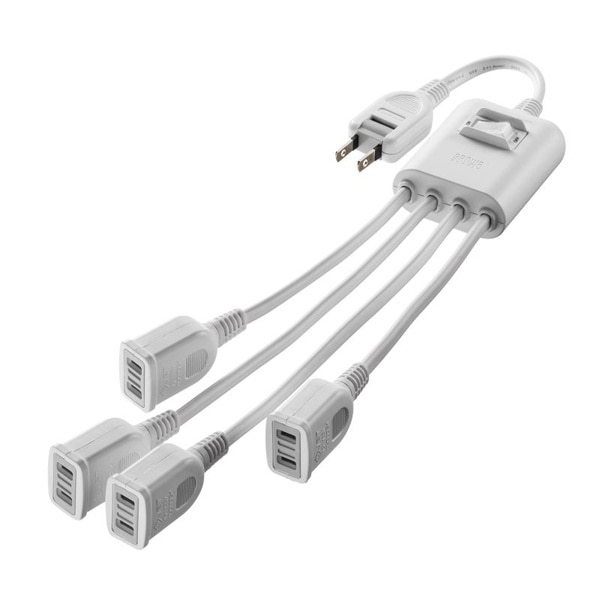 サンワサプライ 一括集中スイッチ付き電源延長コード 2P 4個口 ホワイト TAP-EX4SWW 1個（ご注文単位1個）【直送品】
