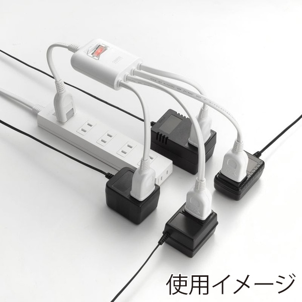 サンワサプライ 一括集中スイッチ付き電源延長コード 2P 4個口 ホワイト TAP-EX4SWW 1個（ご注文単位1個）【直送品】