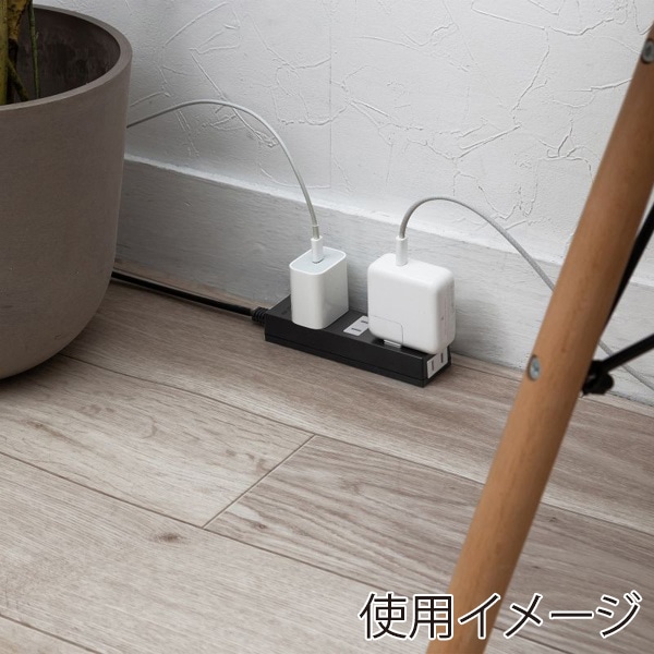 サンワサプライ 火災予防安全タップ 2P・4個口・3m・ブラック TAP-TSH43BKN2 1個（ご注文単位1個）【直送品】