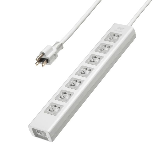 サンワサプライ 抜け止めシャッタータップ 集中スイッチ 3P 7個口 5m TAP-F37SH-5Z 1個（ご注文単位1個）【直送品】