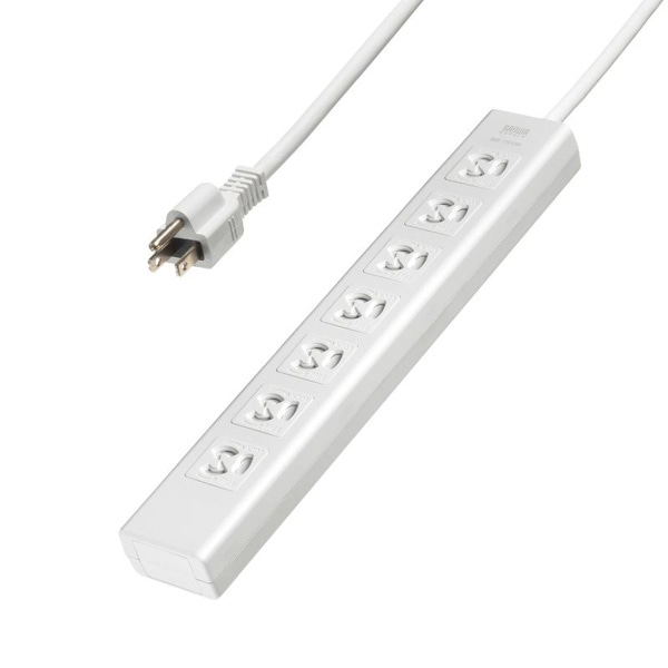 サンワサプライ 抜け止めシャッタータップ 3P 7個口 3m TAP-F37SH-3R 1個（ご注文単位1個）【直送品】