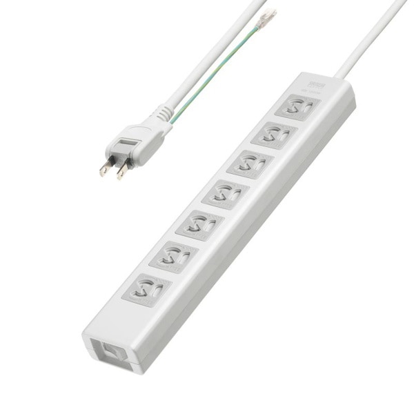 サンワサプライ 抜け止めシャッタータップ 集中スイッチ 3P 7個口 2m TAP-F37SH-2ZS 1個（ご注文単位1個）【直送品】