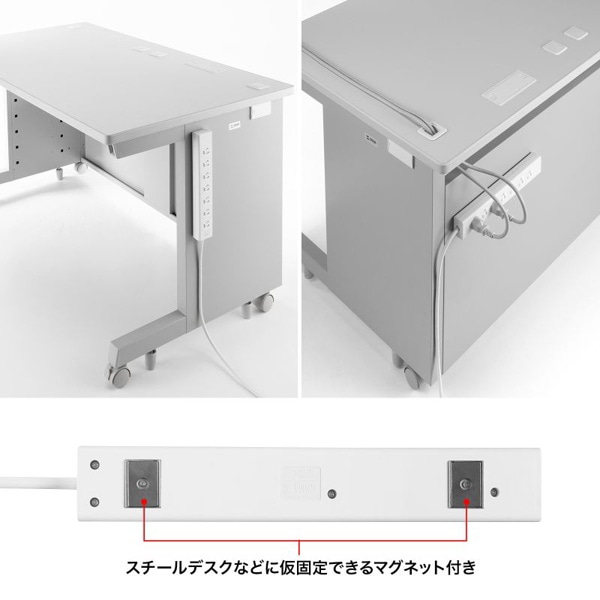 サンワサプライ 抜け止めシャッタータップ 3P 7個口 3m TAP-F37SH-3SR 1個（ご注文単位1個）【直送品】