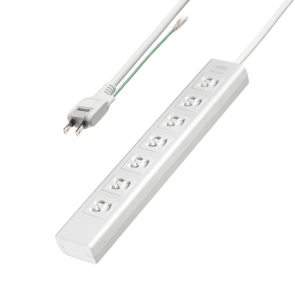 サンワサプライ 抜け止めシャッタータップ 3P 7個口 5m TAP-F37SH-5SR 1個（ご注文単位1個）【直送品】