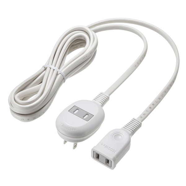 サンワサプライ プラス1個口延長コード 2P 1個口+1個口 3m ホワイト TAP-B8-3K 1個（ご注文単位1個）【直送品】