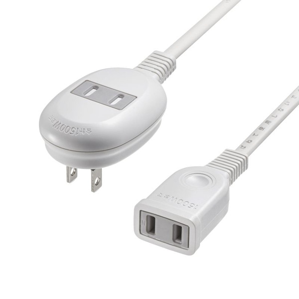 サンワサプライ プラス1個口延長コード 2P 1個口+1個口 5m ホワイト TAP-B8-5K 1個（ご注文単位1個）【直送品】