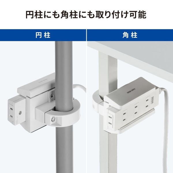 サンワサプライ 電源タップホルダー 支柱取付タイプ ホワイト TAP-CLAMP2W 1個（ご注文単位1個）【直送品】