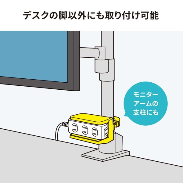 サンワサプライ 電源タップホルダー 支柱取付タイプ ホワイト TAP-CLAMP2W 1個（ご注文単位1個）【直送品】
