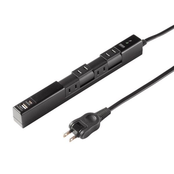 サンワサプライ 回転タップ AC4個口／Type-C／USB-A ブラック TAP-B113UC-2BK 1個（ご注文単位1個）【直送品】