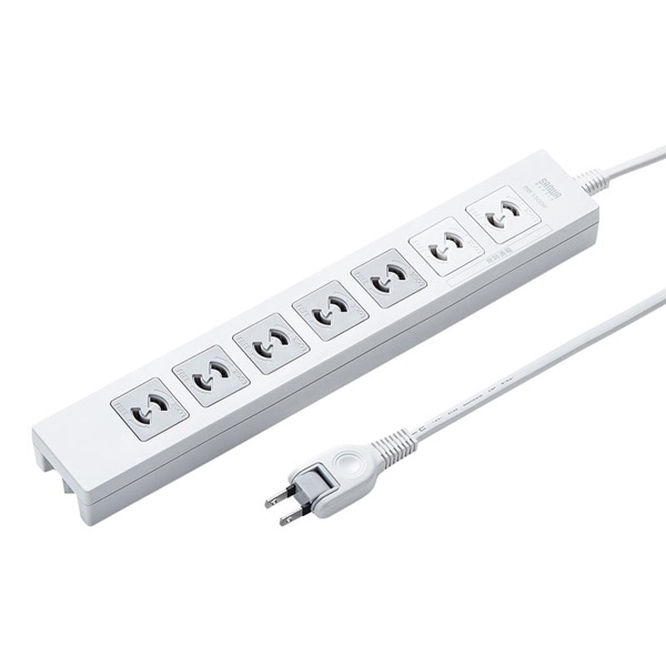 サンワサプライ 電源タップ 2極抜け止めタイプ 2P 7個口 2m TAP-F27-2KP 1個（ご注文単位1個）【直送品】