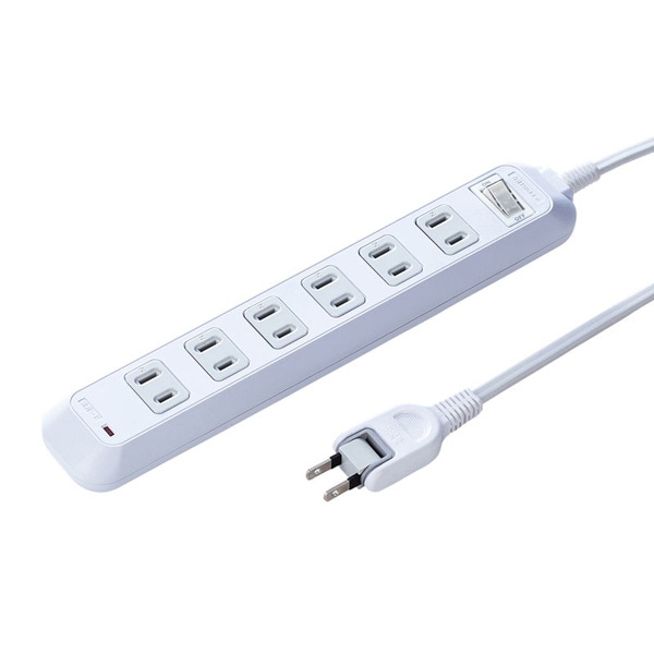 サンワサプライ 雷ガードタップ マグネット付き 2P・6個口・2m TAP-SP216 1個（ご注文単位1個）【直送品】