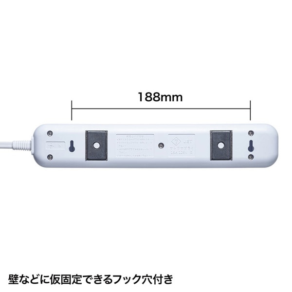 サンワサプライ 雷ガードタップ マグネット付き 2P・6個口・2m TAP-SP216 1個（ご注文単位1個）【直送品】