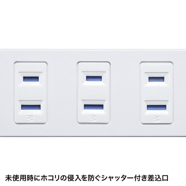 サンワサプライ 雷ガードタップ シャッター付き 2P・10個口・3m TAP-SP217-3 1個（ご注文単位1個）【直送品】