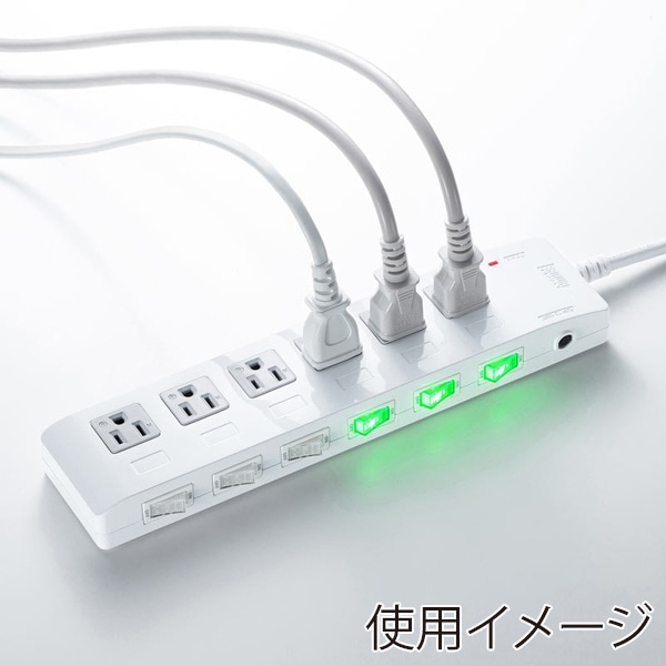 サンワサプライ 省エネタップ 雷ガード付き 3P・6個口・2m TAP-S28 1個(ご注文単位1個)【直送品】