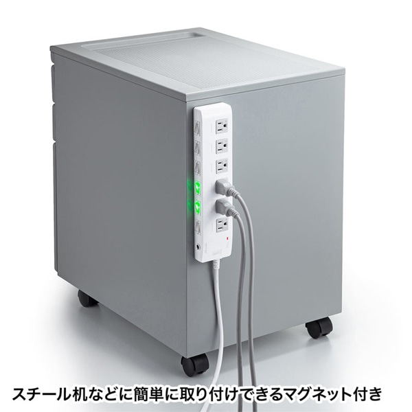 サンワサプライ 省エネタップ 雷ガード付き 3P・6個口・2m TAP-S28 1個(ご注文単位1個)【直送品】