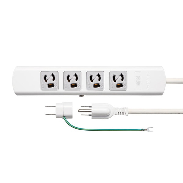 サンワサプライ 電源タップ 3P 4個口 5m ホワイト TAP-34MG-5 1個（ご注文単位1個）【直送品】