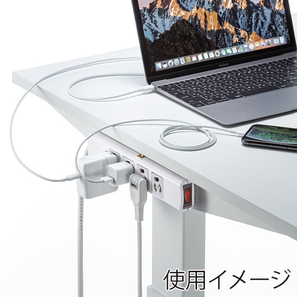 サンワサプライ 雷ガードタップ マグネット付き 抜け止めタイプ 3P・4個口・3m TAP-SP34MG-3 1個（ご注文単位1個）【直送品】