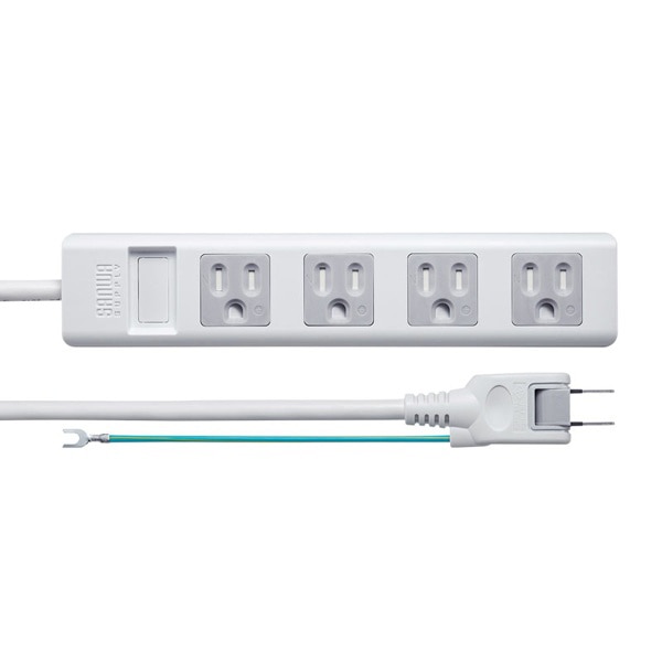 サンワサプライ シャッタータップ 2Pスイングプラグ 3P・4個口・2.5m TAP-SH3425MG 1個（ご注文単位1個）【直送品】