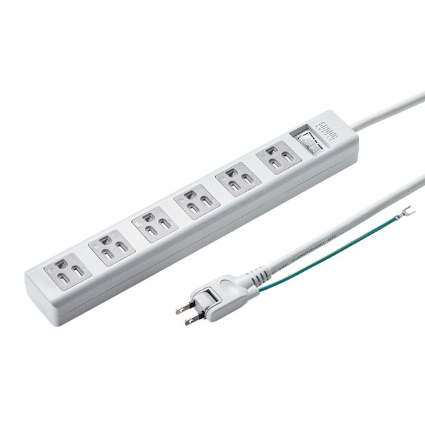 サンワサプライ シャッタータップ 2Pスイングプラグ 集中スイッチ 3P・6個口・5m TAP-SH3650MGSW 1個（ご注文単位1個）【直送品】