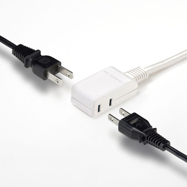 サンワサプライ マイクロタップ 収納式スイングプラグ 2個口 1m ホワイト TAP-M61W 1個（ご注文単位1個）【直送品】