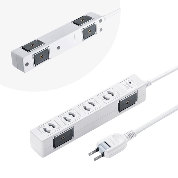 サンワサプライ 雷ガードタップ 抜け止めタイプ 2P・4個口・3m TAP-SPWMG24-3 1個（ご注文単位1個）【直送品】