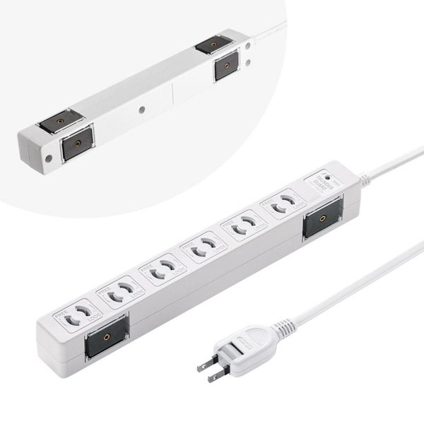 サンワサプライ 雷ガードタップ 抜け止めタイプ 2P・6個口・3m TAP-SPWMG26-3 1個（ご注文単位1個）【直送品】