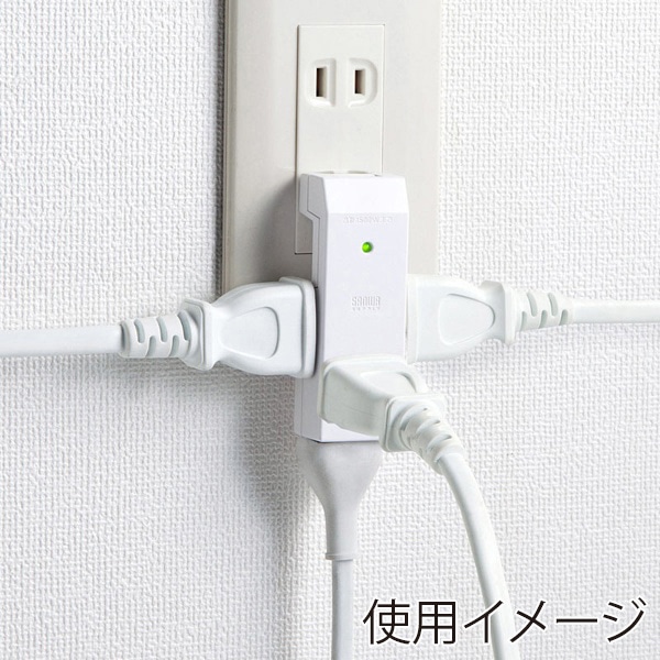 サンワサプライ 雷ガードタップ 2P 4個口 収納式スイングプラグ TAP-SP225 1個（ご注文単位1個）【直送品】