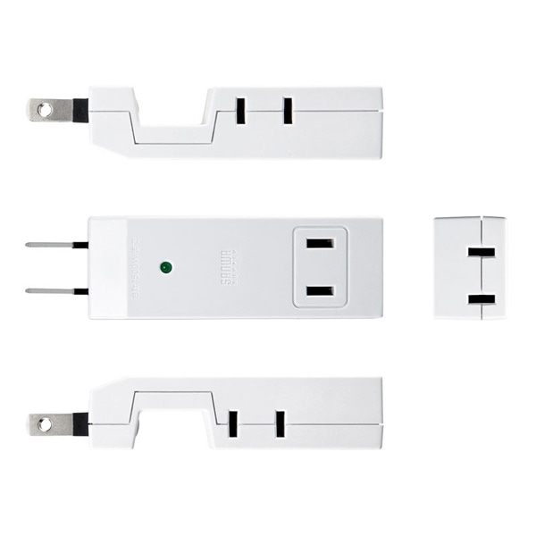 サンワサプライ 雷ガードタップ 2P 4個口 収納式スイングプラグ TAP-SP225 1個（ご注文単位1個）【直送品】