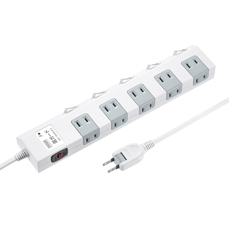 サンワサプライ 節電タップ 2P 10個口 5m TAP-SP2110SW-5 1個(ご注文単位1個)【直送品】