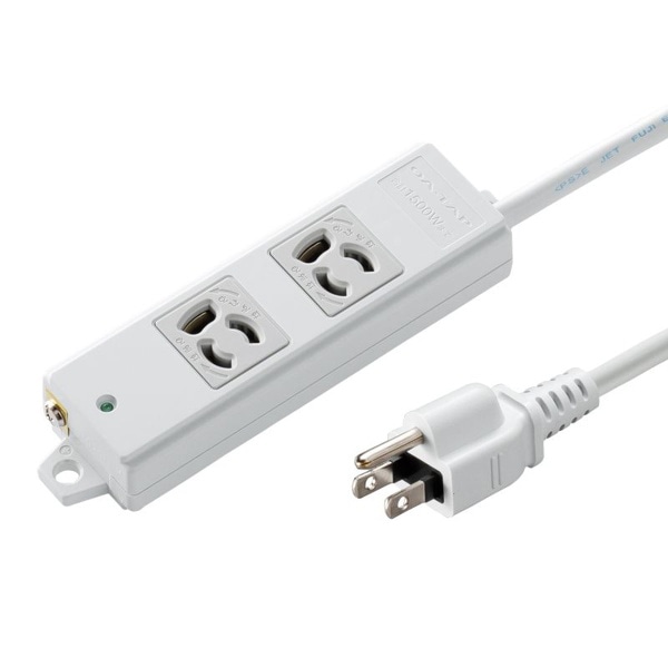 サンワサプライ 工事物件タップ 抜け止めタイプ 3P 2個口 1m グレー TAP-KS2-1 1個（ご注文単位1個）【直送品】